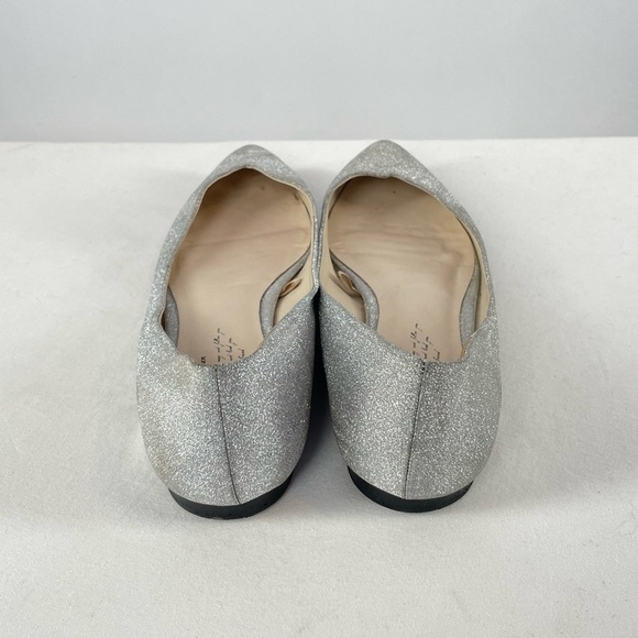 Zara Glitter Slip On Point Toe Ballet Flats in Silver Size 38 or 7.5 - Picture 4 of 8